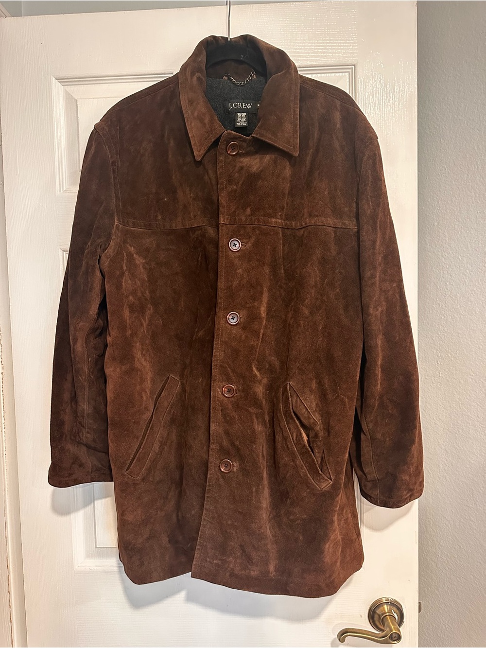 J. Crew Men’s Dark Brown Suede Button-Up Jacket
